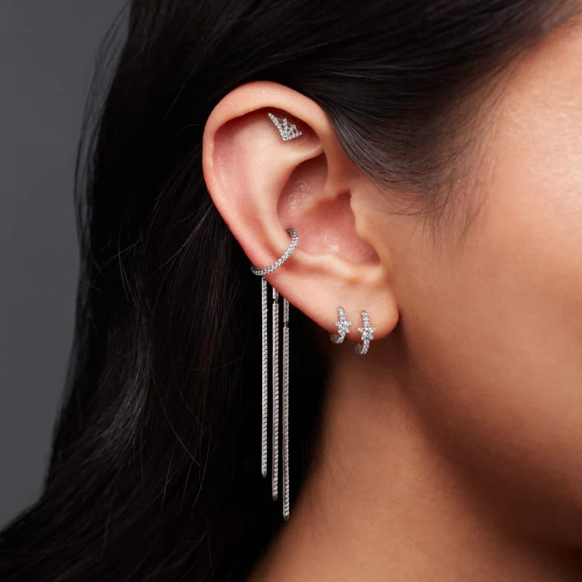 Diamond Web Threaded Stud Earring - Image 21