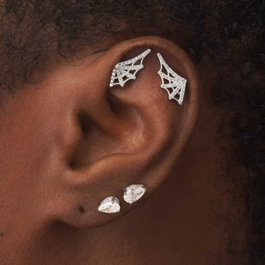 Diamond Web Threaded Stud Earring - Image 32
