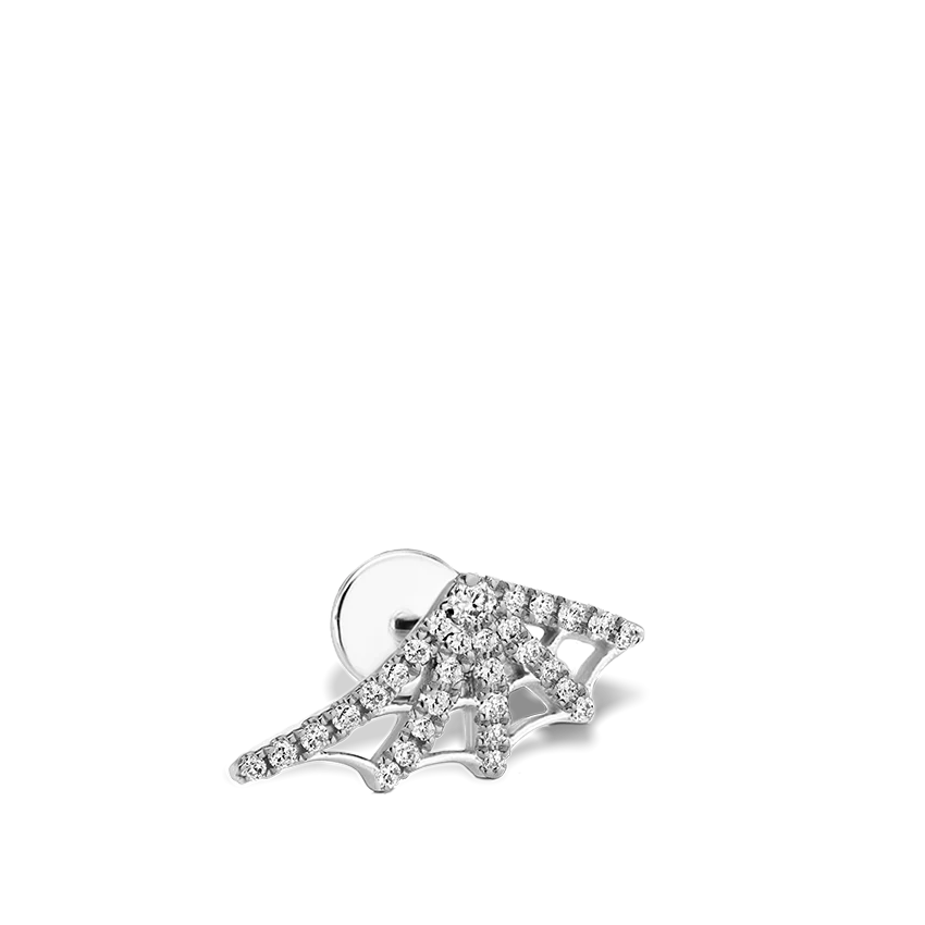 Diamond Web Threaded Stud Earring With Titanium Backing