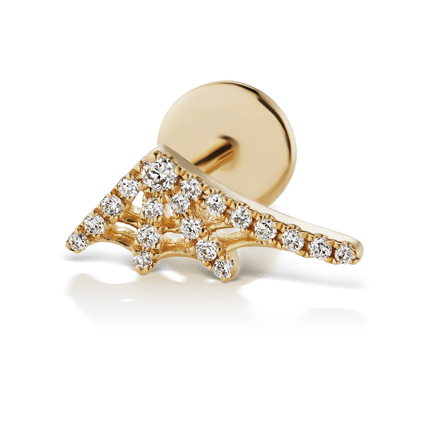 Diamond Web Threaded Stud Earring With Titanium Backing - Image 11
