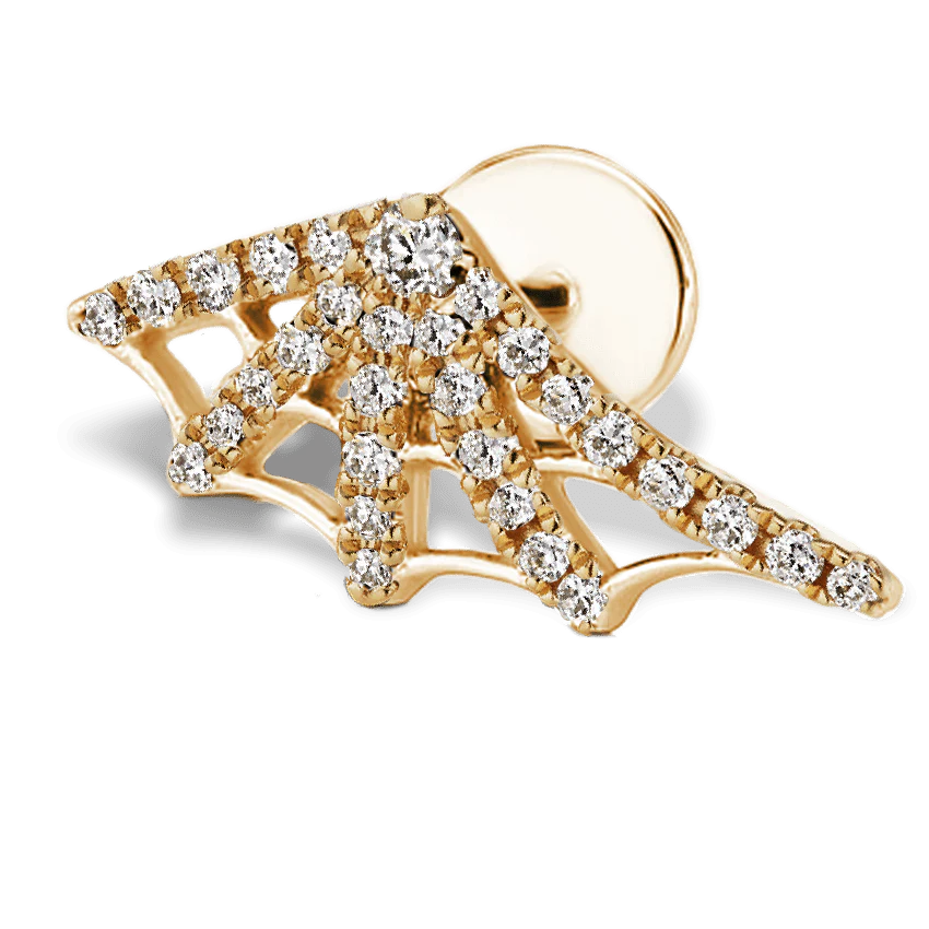 Diamond Web Threaded Stud Earring With Titanium Backing - Image 14