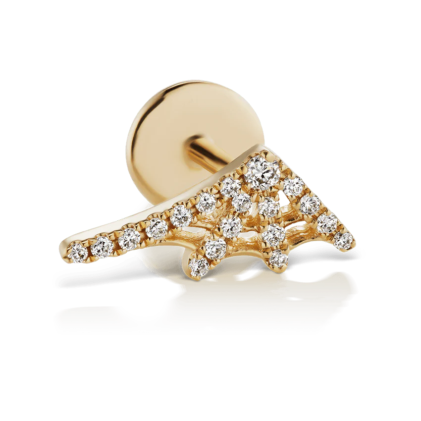 Diamond Web Threaded Stud Earring With Titanium Backing - Image 16