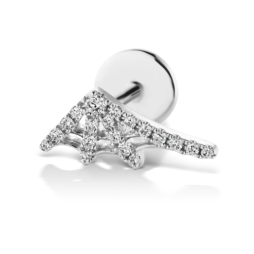 Diamond Web Threaded Stud Earring With Titanium Backing - Image 2