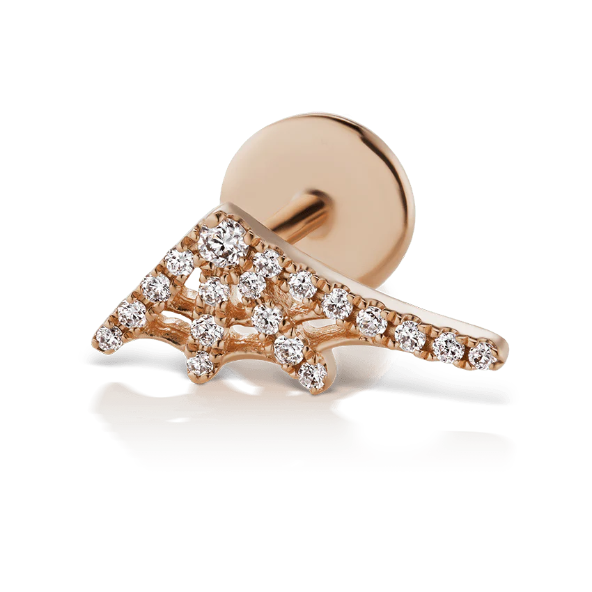 Diamond Web Threaded Stud Earring With Titanium Backing - Image 20