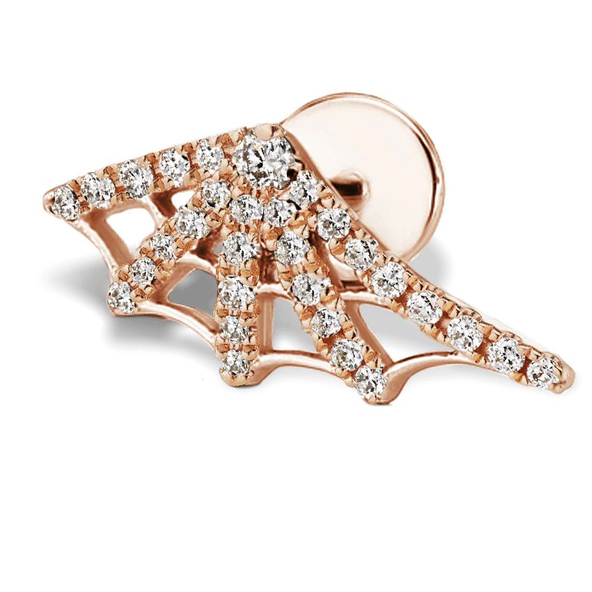 Diamond Web Threaded Stud Earring With Titanium Backing - Image 23