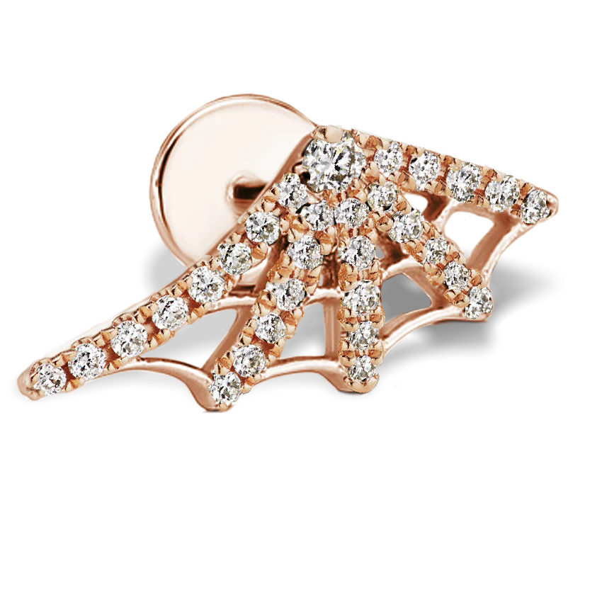 Diamond Web Threaded Stud Earring With Titanium Backing - Image 27
