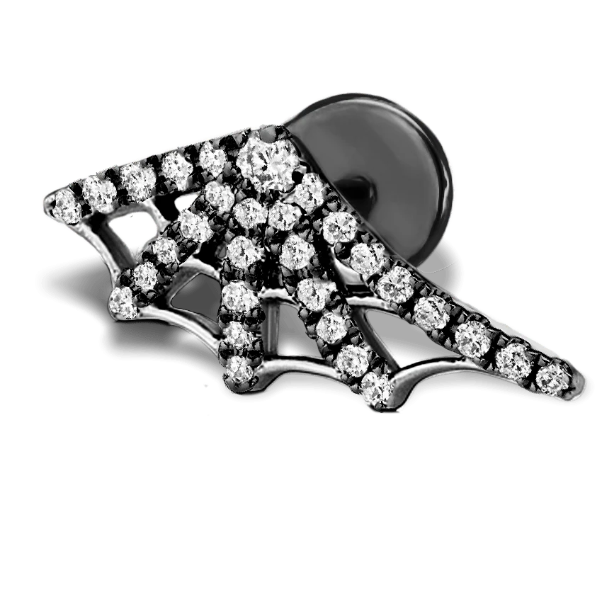 Diamond Web Threaded Stud Earring With Titanium Backing - Image 31