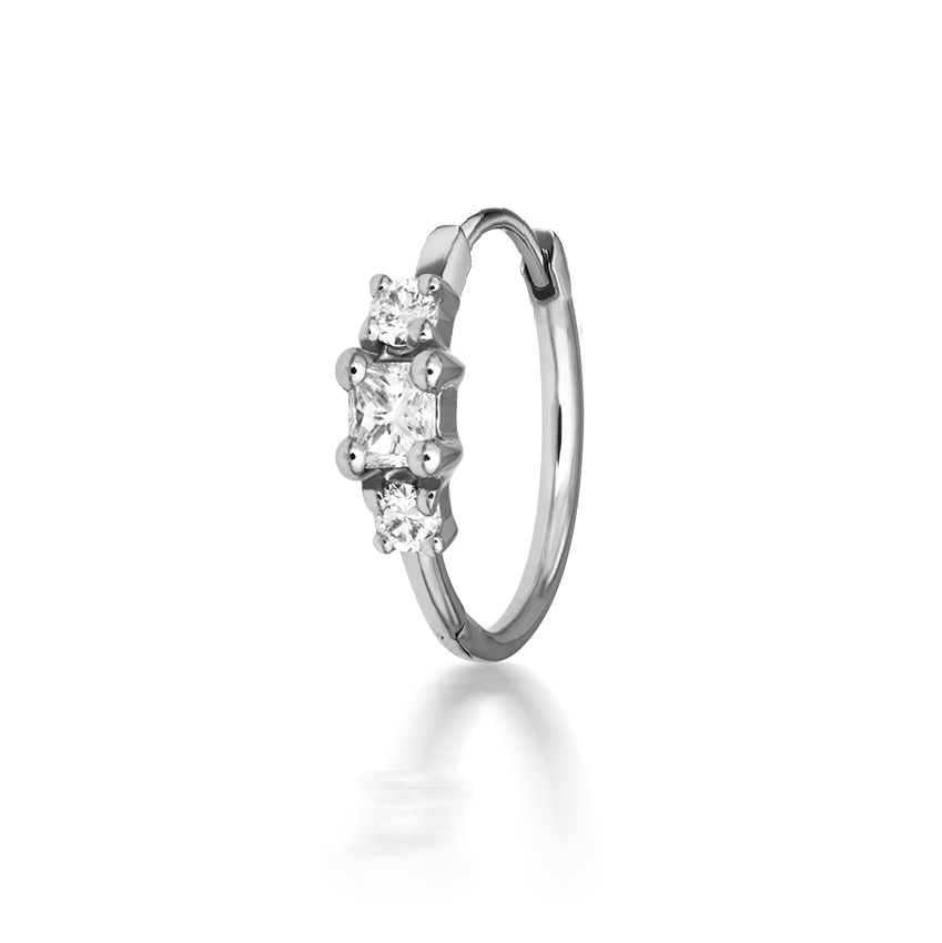 2mm Princess Diamond Hoop Earring (Non-Rotating) - Image 2