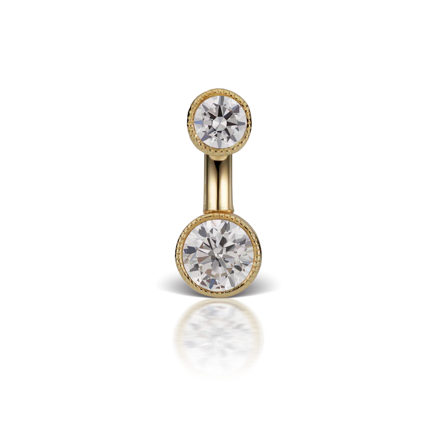 Scallop Set Cubic Zirconia Engraved Rook Barbell - Image 14