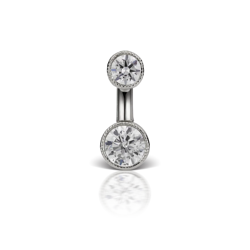 Scallop Set Cubic Zirconia Engraved Rook Barbell - Image 8