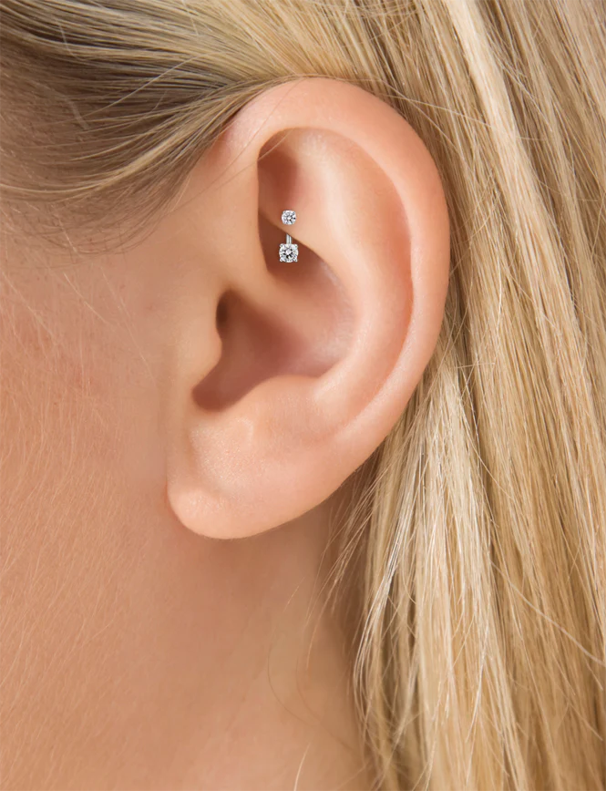 Prong Set Cubic Zirconia Rook Barbell - Image 8