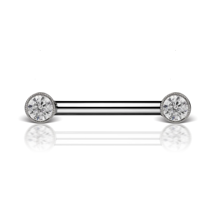 Cubic Zirconia Engraved Nipple Barbell - Image 11