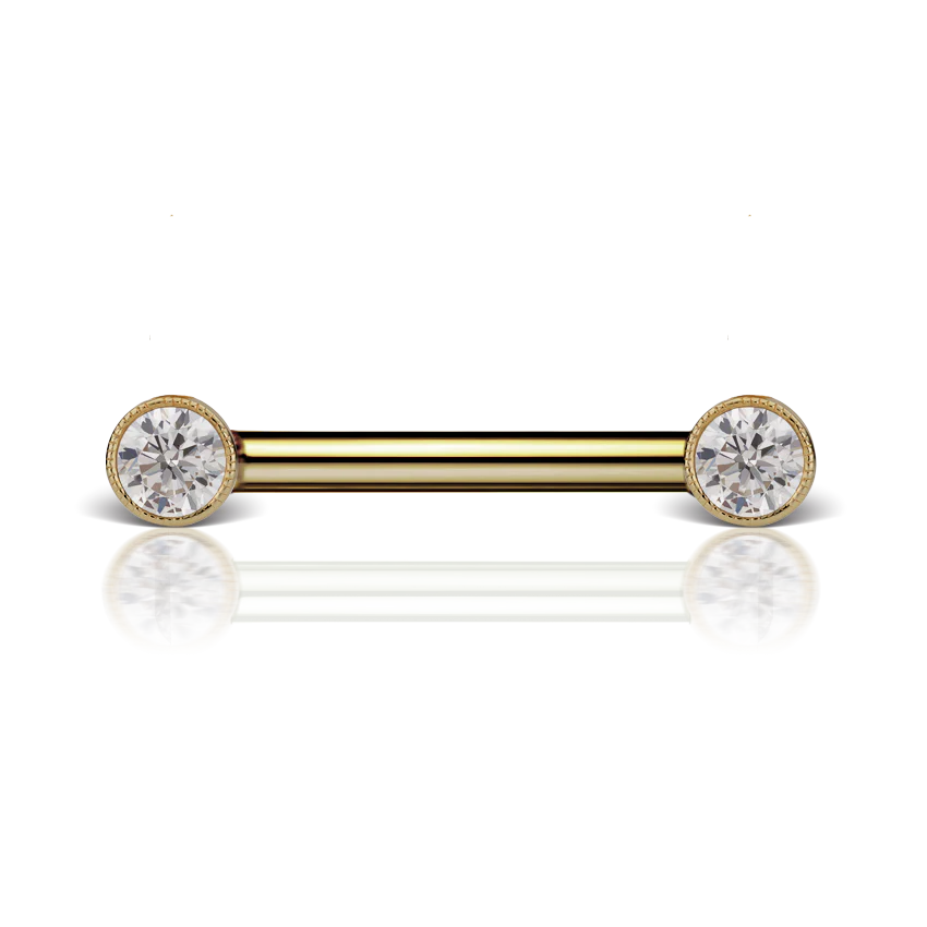 Cubic Zirconia Engraved Nipple Barbell - Image 19
