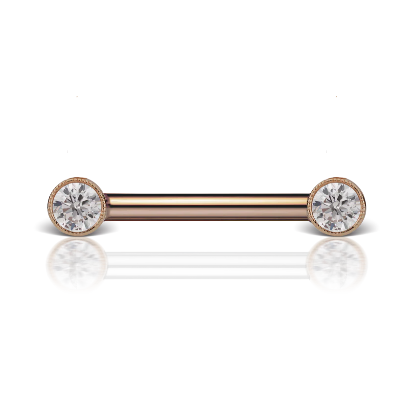 Cubic Zirconia Engraved Nipple Barbell - Image 26