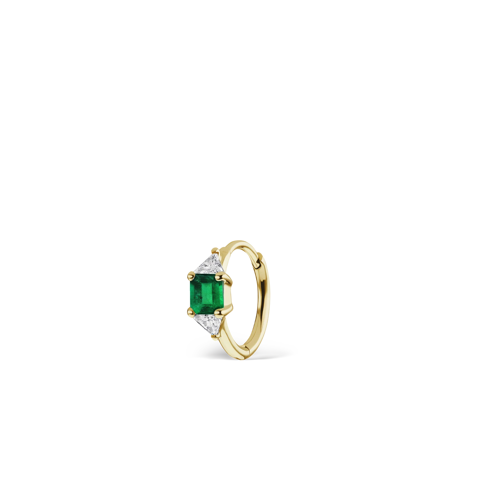 3mm Emerald and Diamond Princess Triangle Hoop (Non-Rotating) - Image 16