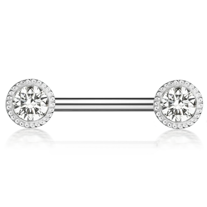 Scallop Set Diamond Nipple Barbell - Image 6