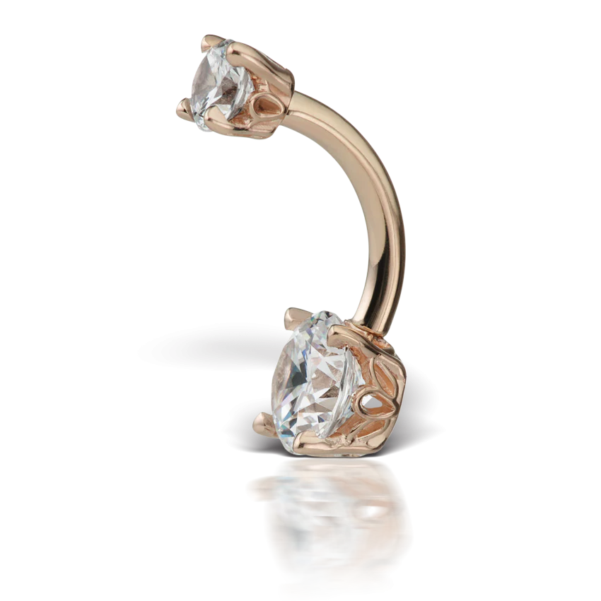 Cubic Zirconia Prong Solitaire Barbell - Image 45