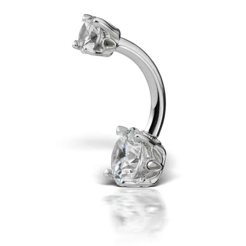 Cubic Zirconia Prong Solitaire Barbell - Image 9