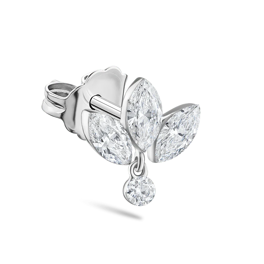 Invisible Set Diamond Lotus Dangle Stud Earring