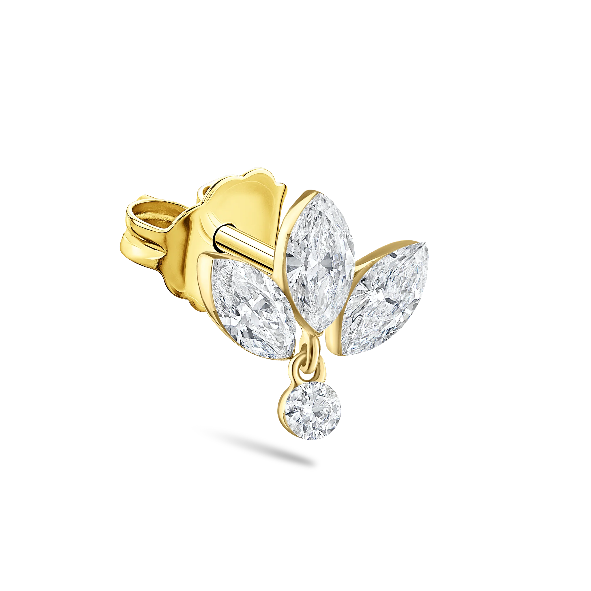 Invisible Set Diamond Lotus Dangle Stud Earring - Image 10