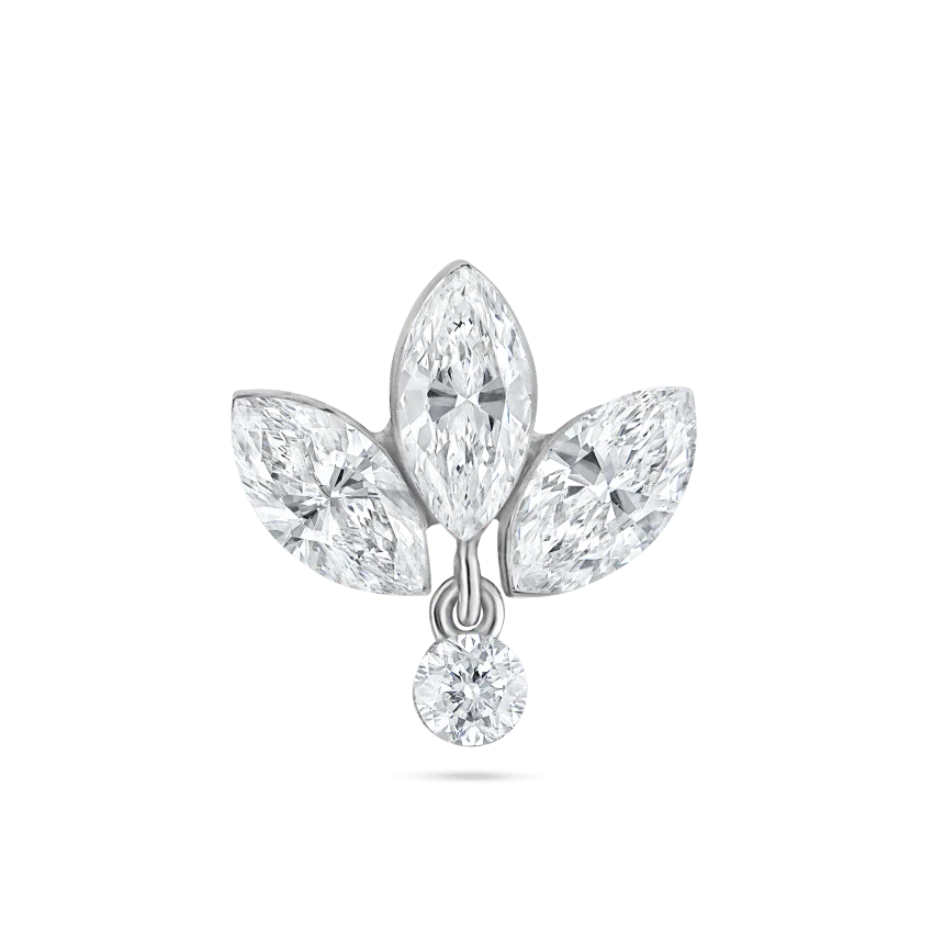 Invisible Set Diamond Lotus Dangle Stud Earring - Image 3