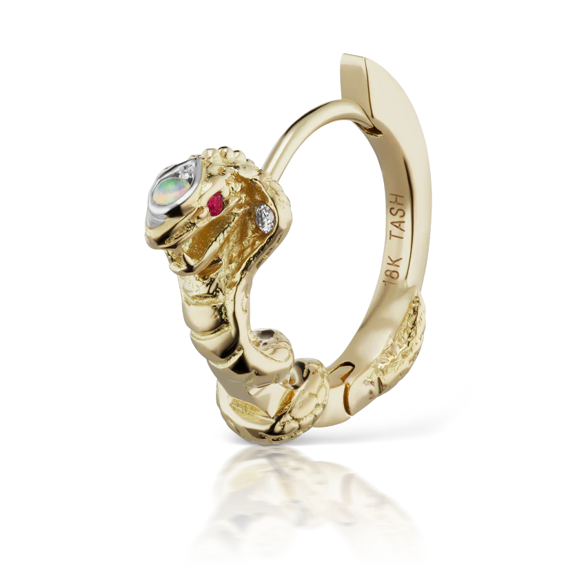 8mm Cobra Clicker with Opal Head and Ruby Eyes - Image 8