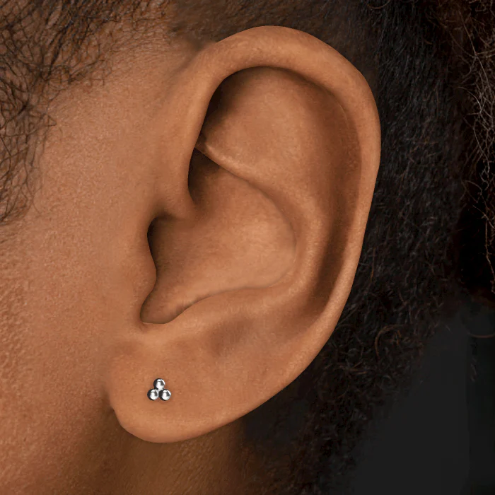 Ball Trinity Threaded Stud Earring With Titanium Backing - Image 14