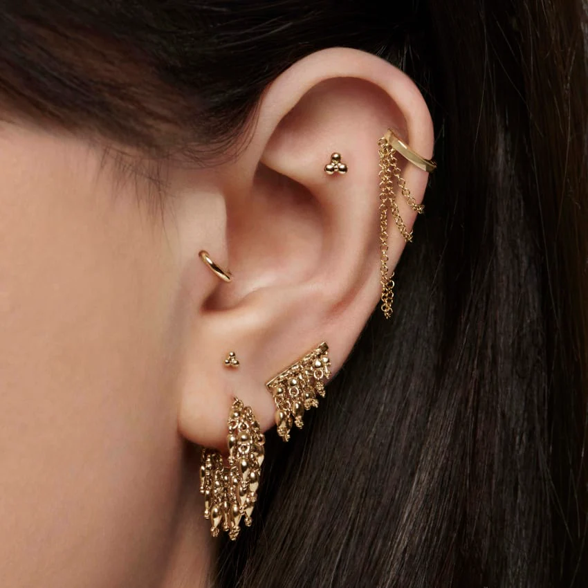 Ball Trinity Threaded Stud Earring With Titanium Backing - Image 38