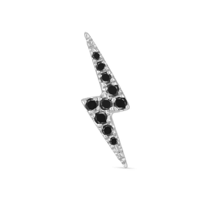Black Diamond Lightning Bolt Stud Earring - Image 4