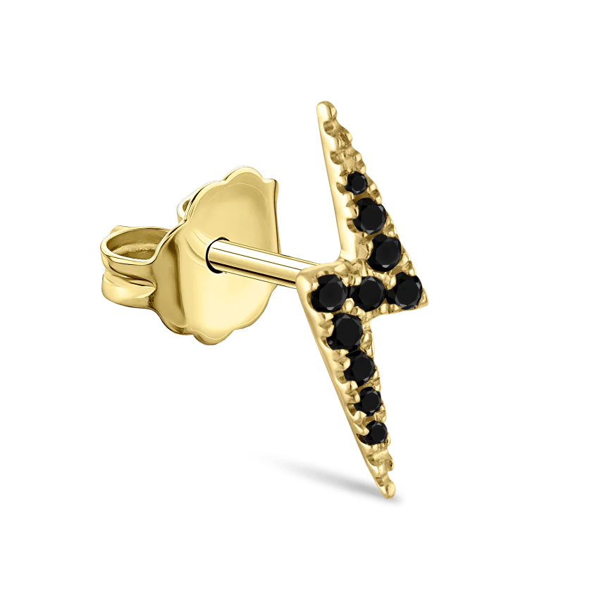 Black Diamond Lightning Bolt Stud Earring - Image 5