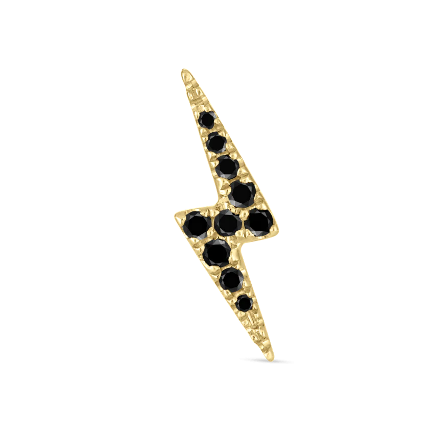 Black Diamond Lightning Bolt Stud Earring - Image 6
