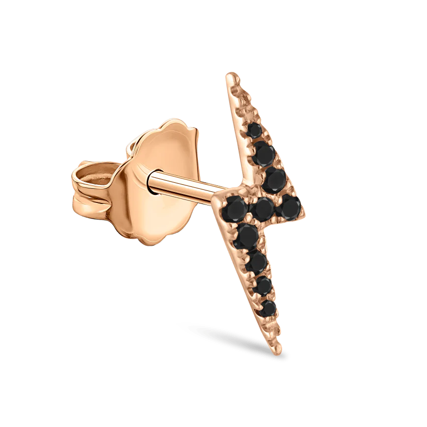 Black Diamond Lightning Bolt Stud Earring - Image 7