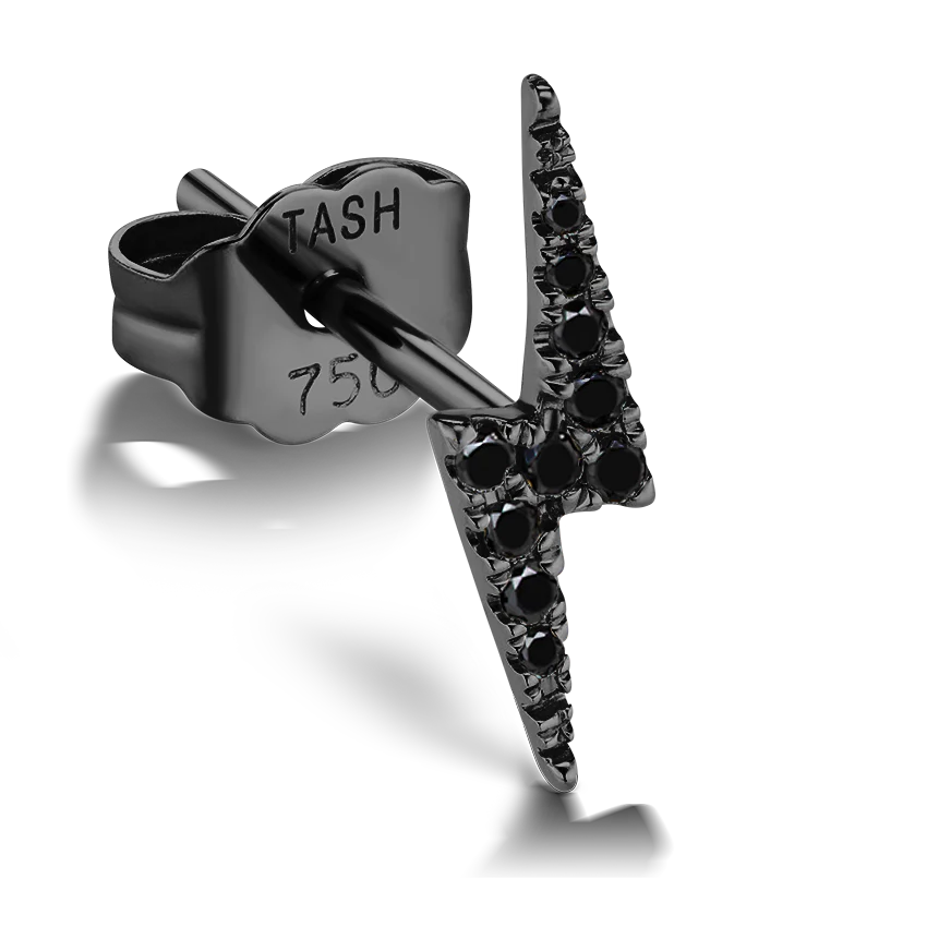 Black Diamond Lightning Bolt Stud Earring - Image 9
