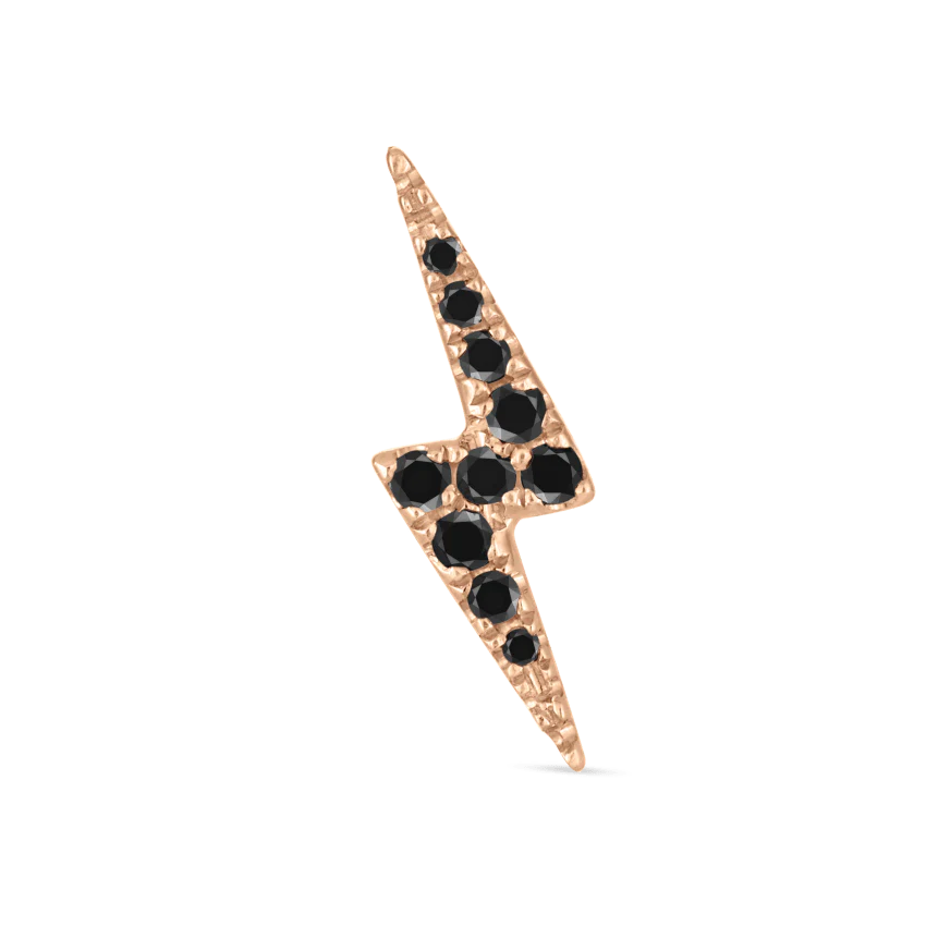 Black Diamond Lightning Bolt Threaded Stud Earring With Titanium Backing - Image 13