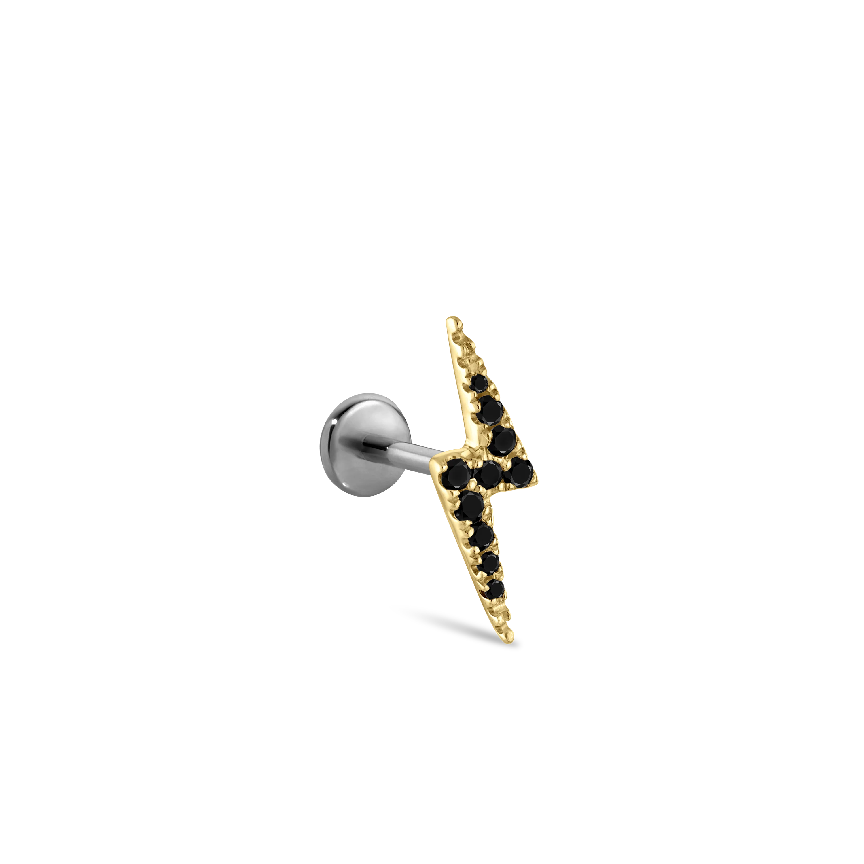 Black Diamond Lightning Bolt Threaded Stud Earring With Titanium Backing - Image 19