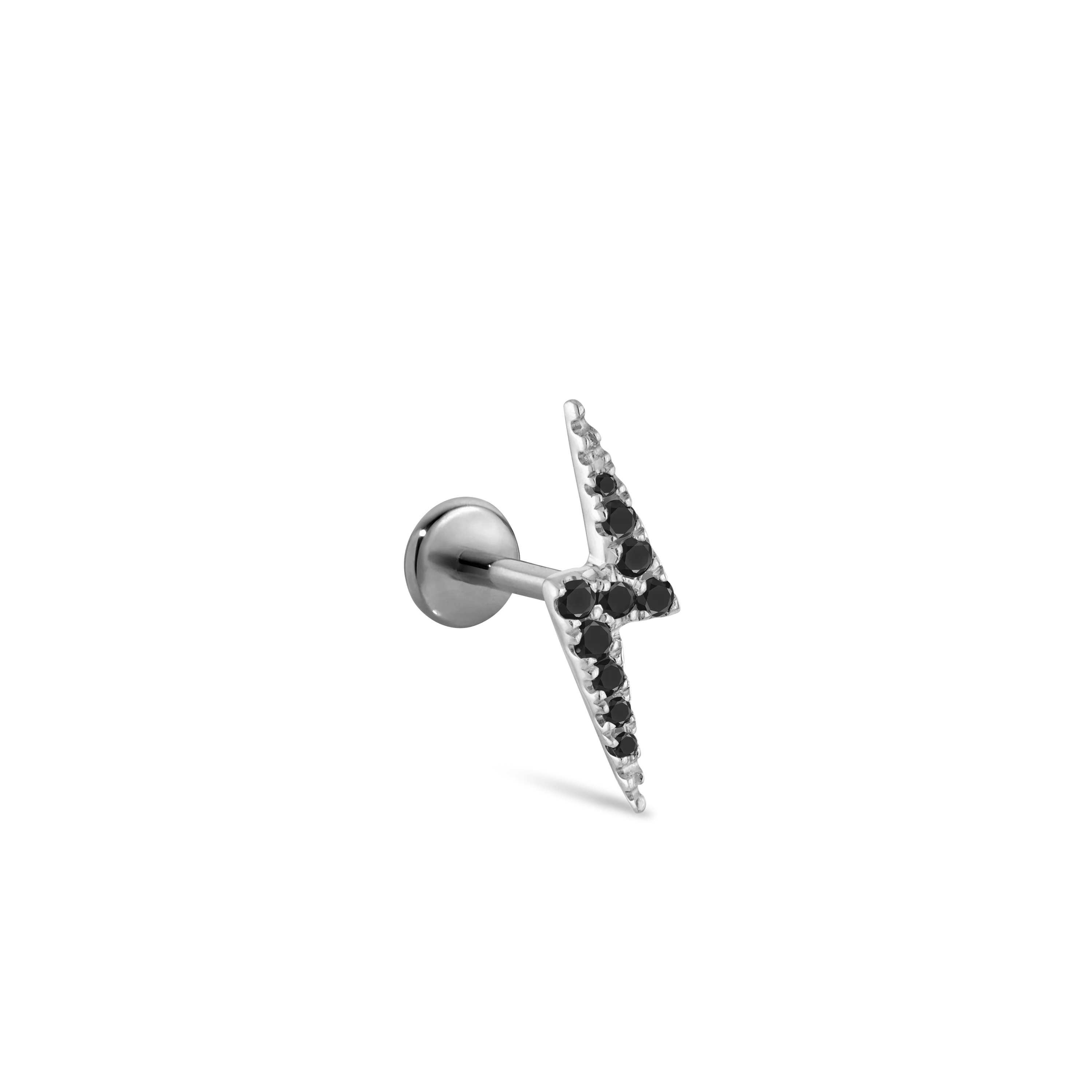 Black Diamond Lightning Bolt Threaded Stud Earring With Titanium Backing - Image 20