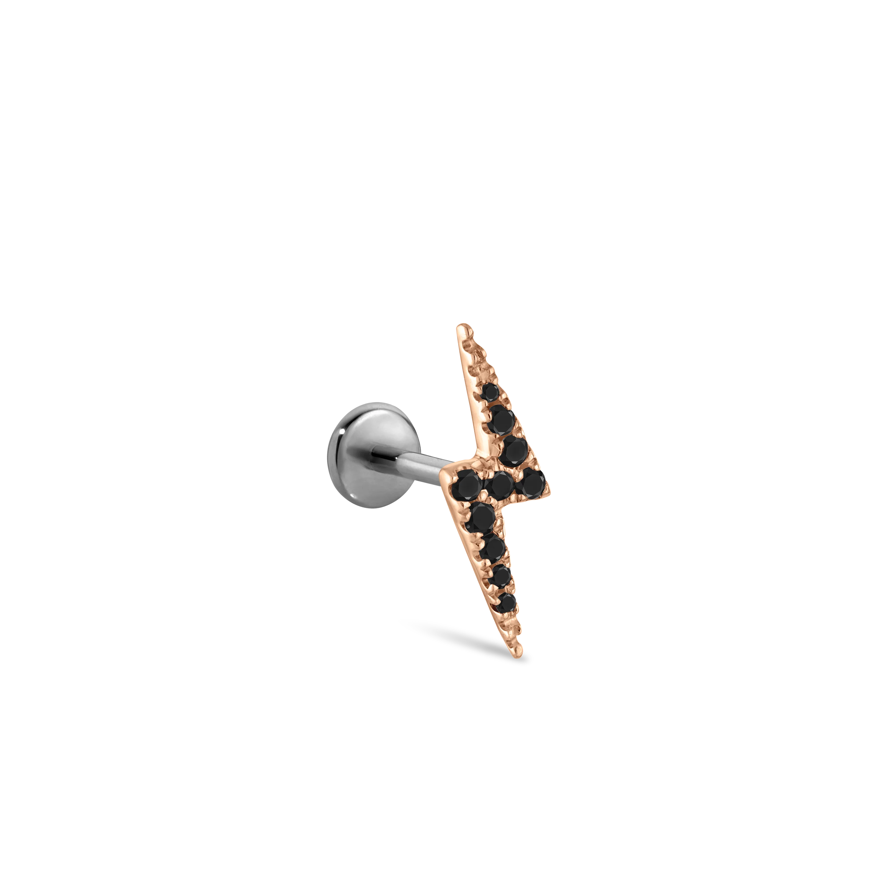 Black Diamond Lightning Bolt Threaded Stud Earring With Titanium Backing - Image 21