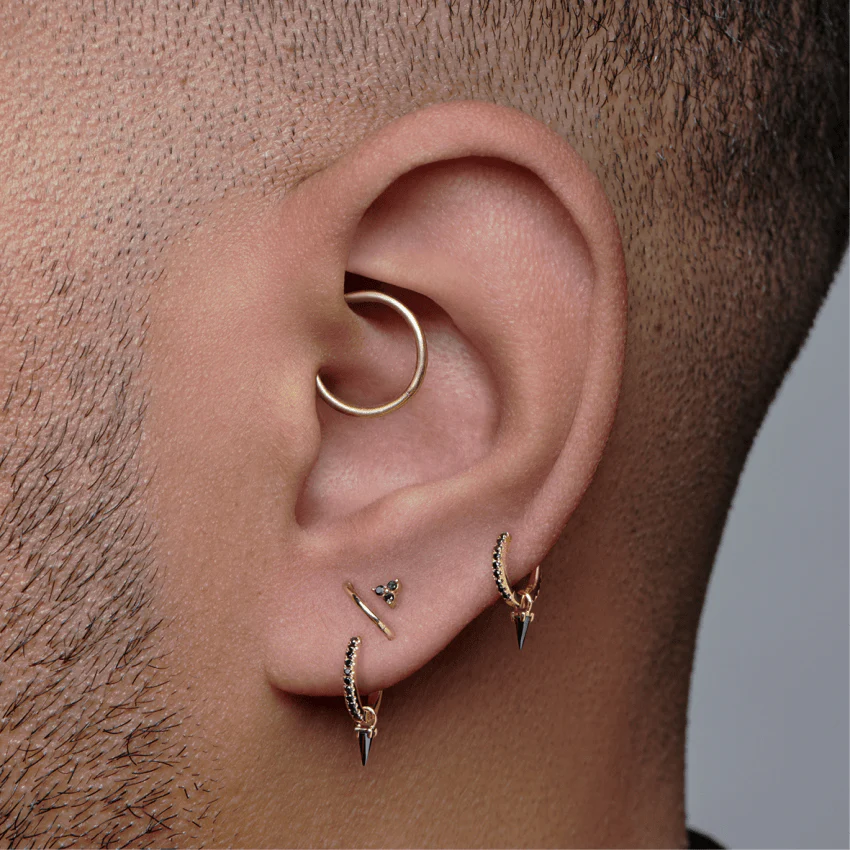 Black Diamond Trinity Threaded Stud Earring - Image 10