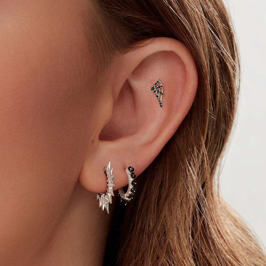 Black Diamond Web Threaded Stud Earring - Image 14