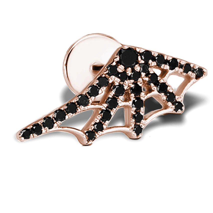 Black Diamond Web Threaded Stud Earring With Titanium Backing - Image 25