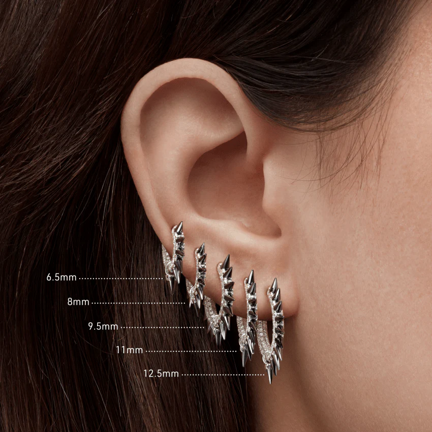Black Moissanite Mohawk and Diamond Pavé Hoop Earring - Image 54