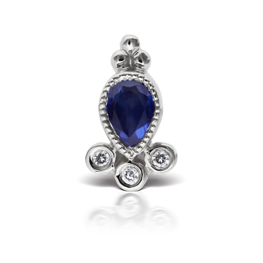 Blue Sapphire and Diamond Delia Threaded Stud Earring With Titanium Backing