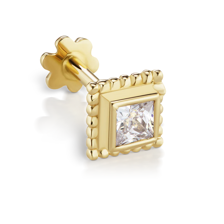 Cubic Zirconia Broken Braid Threaded Stud Earring With Titanium Backing - Image 5