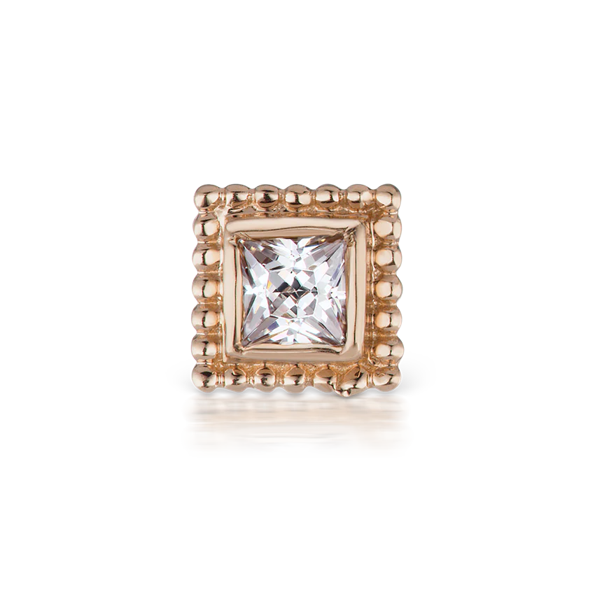 Cubic Zirconia Broken Braid Threaded Stud Earring With Titanium Backing - Image 9