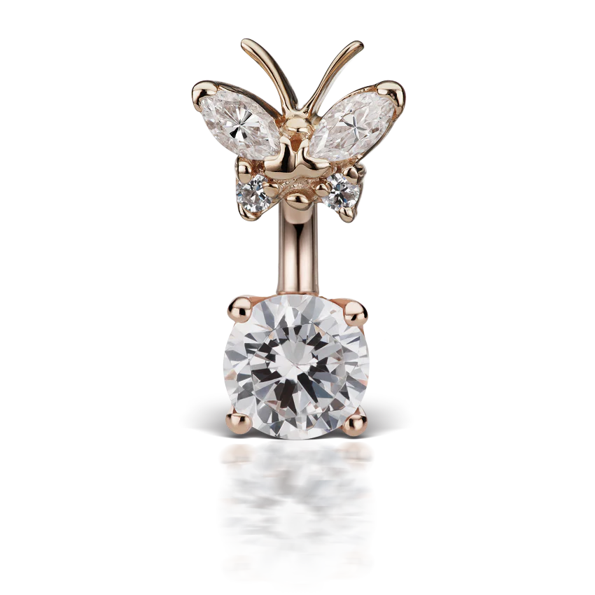 Cubic Zirconia Butterfly and 6mm Solitaire Barbell - Image 11
