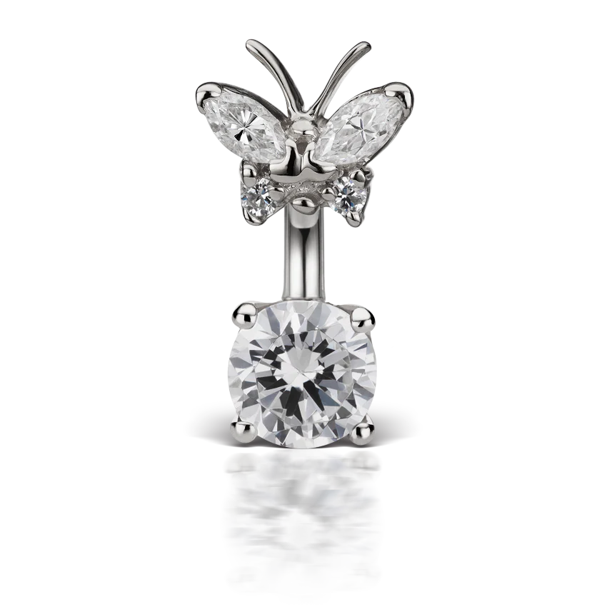 Cubic Zirconia Butterfly and 6mm Solitaire Barbell - Image 5