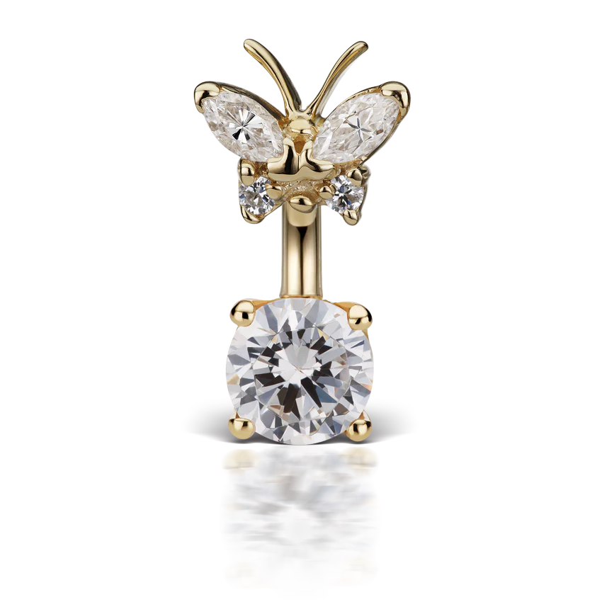 Cubic Zirconia Butterfly and 6mm Solitaire Barbell - Image 8