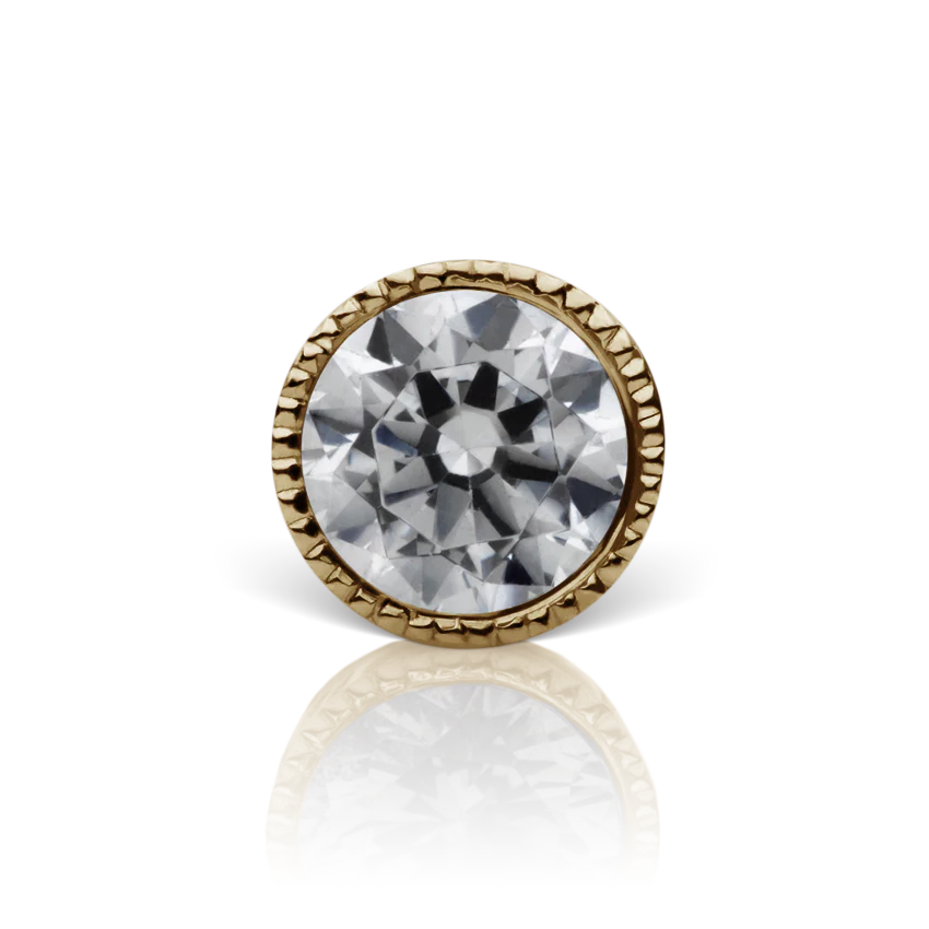 Cubic Zirconia Engraved Cup Threaded Stud Earring With Titanium Backing - Image 13