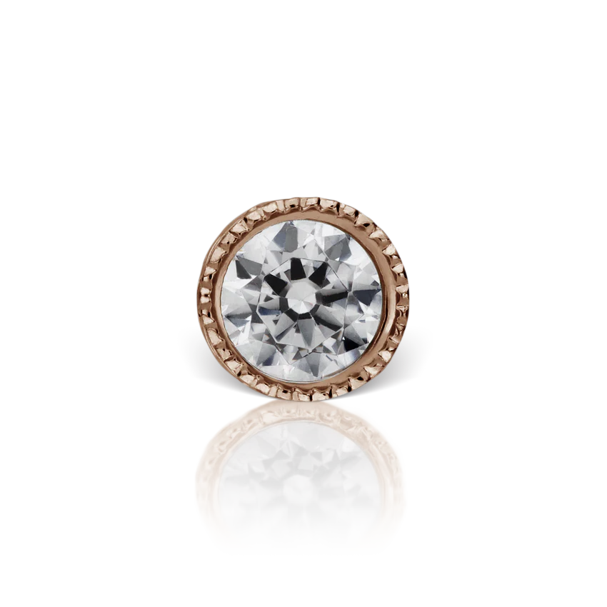 Cubic Zirconia Engraved Cup Threaded Stud Earring With Titanium Backing - Image 16