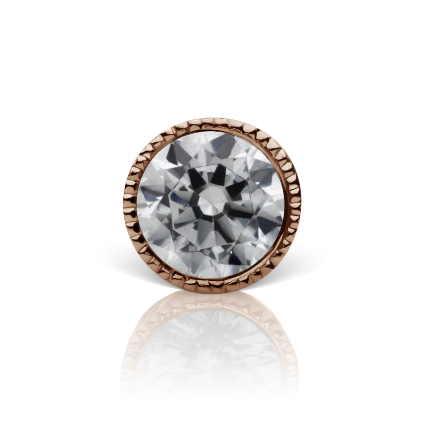 Cubic Zirconia Engraved Cup Threaded Stud Earring With Titanium Backing - Image 20